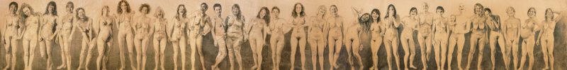 2016 Les femmes qui rient fusain sur papier marouflé sur toile 13,60 x 2,65 m